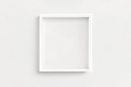 white frame mockup on white wall. Minimalismの写真素材