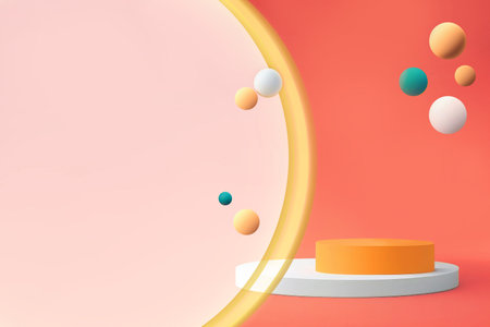 White orange round 3d podium for product presentationの写真素材