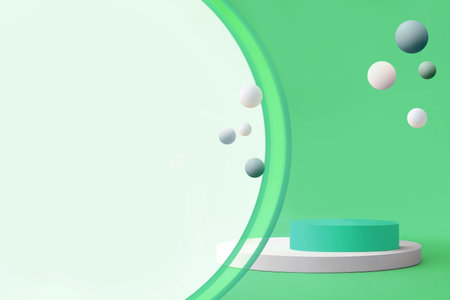 White green round 3d podium for product presentationの写真素材