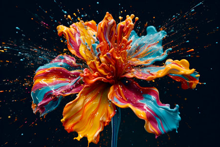 painted flower in different colors. Generative aiの素材
