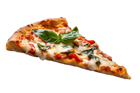 slice of Neapolitan pizza based on mozzarella, cheese, buffalo mozzarella, tomato sauce, basilの素材