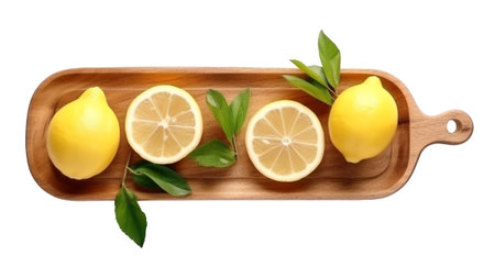 Ripe lemons on wooden cutting board. Generative aiの素材