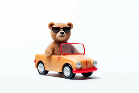 Cool teddy wearing sunglasses driving a carの素材