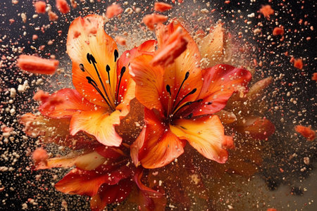 Spring blossom explosion. Abstract color splash and flower. Generative aiの素材