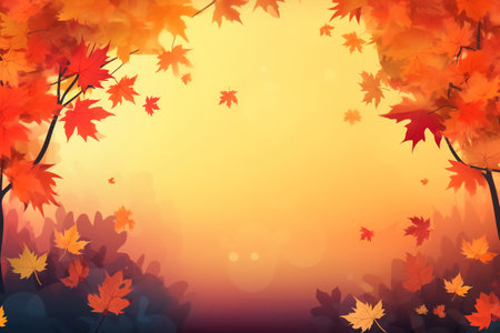 Red and Orange Autumn Leaves Background. Generative aiの素材