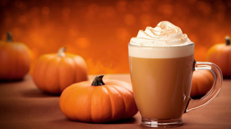 Pumpkin spice latte with whipped creamの素材