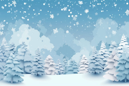 Winter background of snow and Christmas treeの素材