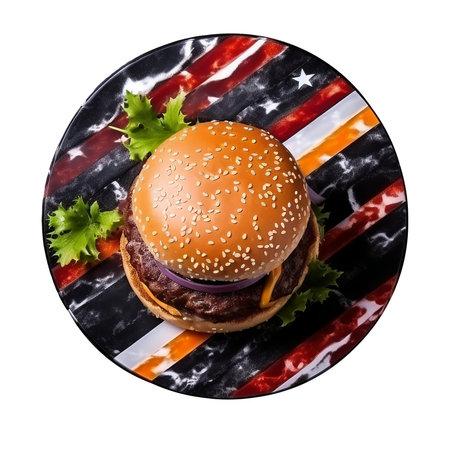 delicious fresh tasty burger top viewの素材