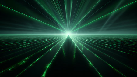 Abstract green background with a laserの素材