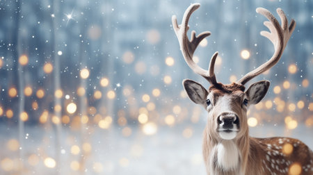 Northern cute Reindeer in Laplandの素材