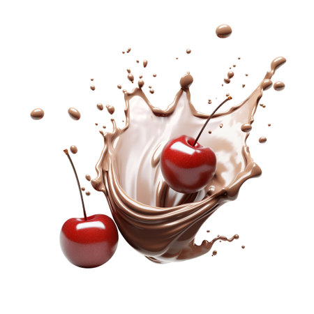 Tornado shape chocolate with cherriesの素材