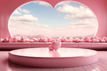 Creative podium in pink colorの素材