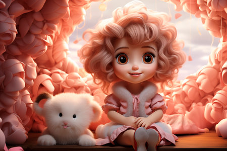 Cute little girl cartoon character.の素材