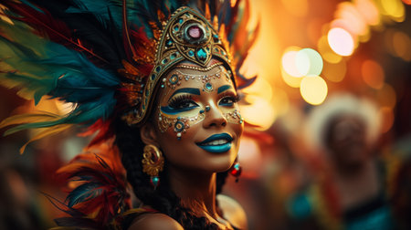 Portrait of dancer during Carnival in Brazilの素材