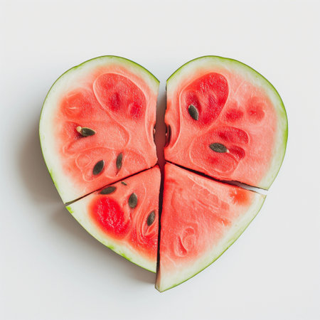 watermelon in the shape of a heartの素材