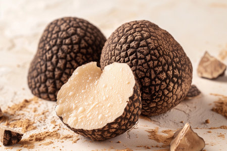 fresh black truffle on white backgroundの素材