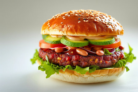 Vegan burger with fresh vegetablesの素材