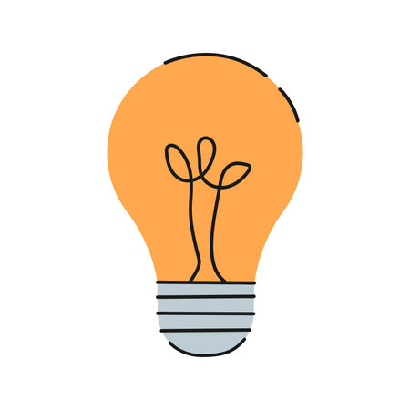 Light Bulb Flat Icon isolated on Light Background. LightBulb element Symbol Idea minimalist style. Bulb Vector Illustration. Electric lamp, light, innovation, solution, creativeのイラスト素材