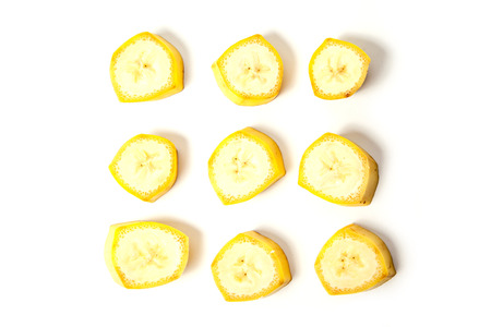 Six banana slicesの写真素材