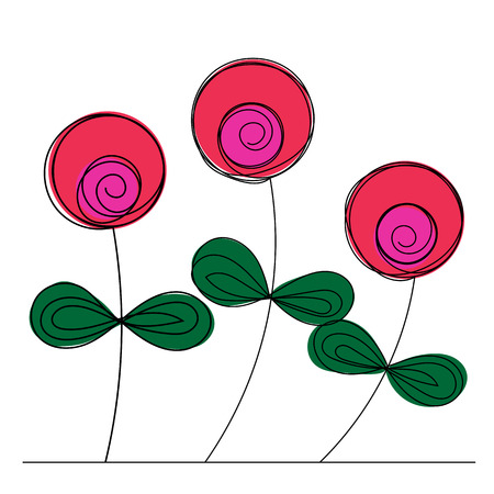 Pink round shaped flowers isolated on the white backgroundのイラスト素材