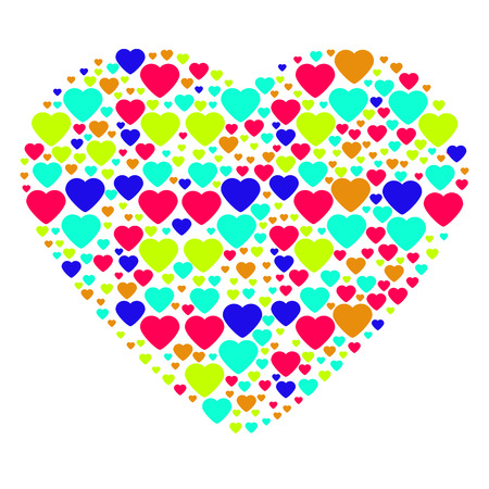 Big multi-color heart composed from small heartsのイラスト素材