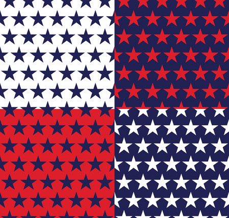 Four seamless pattern with stars in American flag colorsのイラスト素材