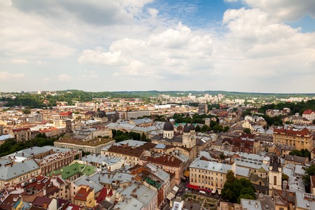 View of old small city Lviv in Ukraineのeditorial素材