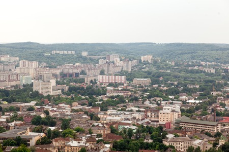 View of old small city Lviv in Ukraineのeditorial素材