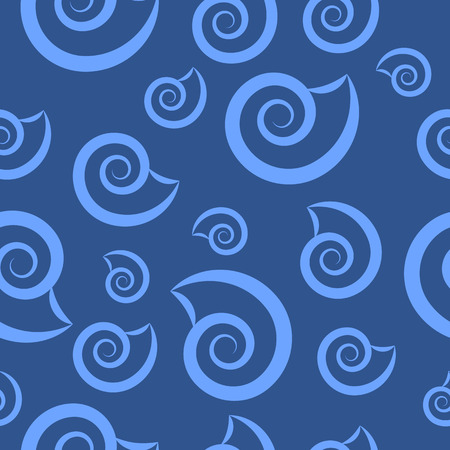 Vector seamless pattern with blue sea shellsのイラスト素材