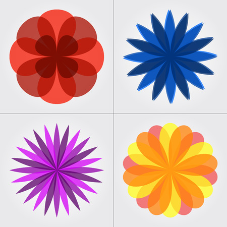 Set of vector colorful transparent flower icons isolatedの写真素材