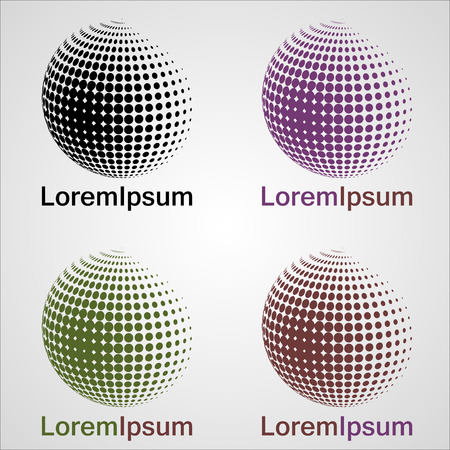 Abstract sphere vector dots logo - set of four iconsのイラスト素材