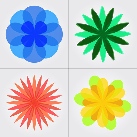 Set of vector colorful transparent flower icons isolatedの写真素材