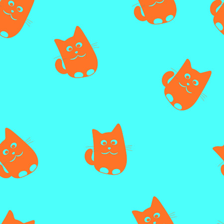 Cute little cartoon drawn cats seamless pattermの写真素材