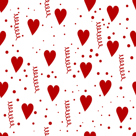 seamless pattern with hand drawn hearts and doodlesのイラスト素材