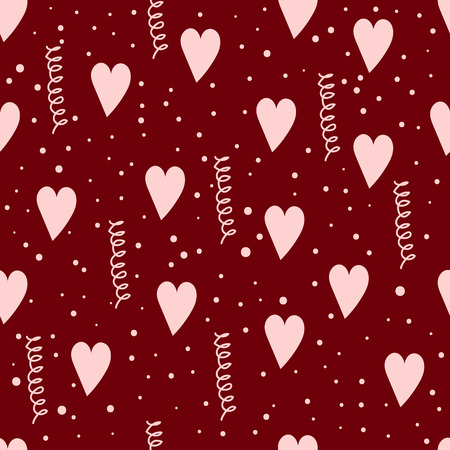 seamless pattern with hand drawn hearts and doodlesのイラスト素材