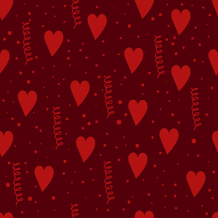 Vector seamless pattern with hand drawn hearts and doodlesの写真素材