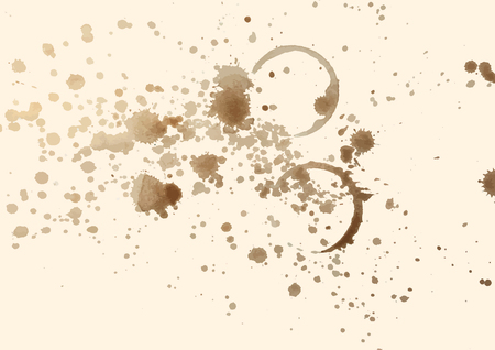 Coffee Stains and Splashes illustration with Yellow background.のイラスト素材