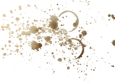 Coffee splash and stain. Raster illustration, white backgroundの写真素材