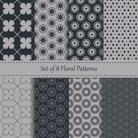 Universal different vector seamless patterns. Set of floral backgroundsのイラスト素材