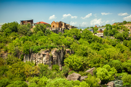 Small village on the rocks and the mountains in Armenia. Ashtarakの写真素材