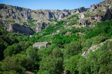 Small village on the rocks and the mountains in Armenia. Khndzoreskの写真素材