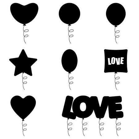Set of different balloons isolated on white backgroundのイラスト素材