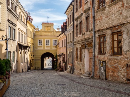 Lublin, Poland - July, 2017: City gate and street view of Lublin cityのeditorial素材
