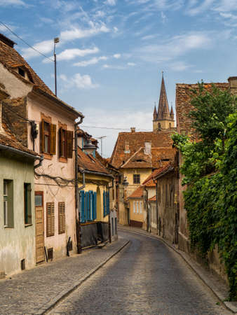 Streets near to the Small Square in Sibiu. Romaniaの写真素材