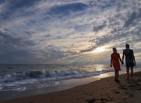 sea, landscape, nature, young, peopleの写真素材