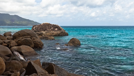 Beautiful seascape with blue  sky and clouds