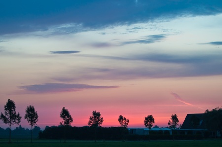 beautiful landscape before sunrise on the farmの写真素材