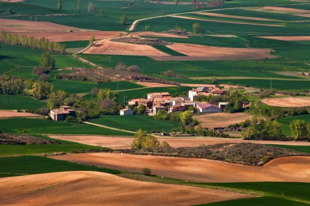 beautiful scenery of the valley in the springの写真素材