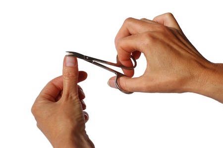 metallic scissors cuting of nail  manicure