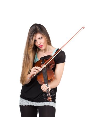 beautiful woman play her violinの写真素材